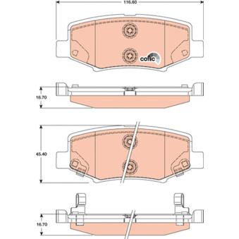 Jeu de 4 plaquettes de frein arrière TRW [GDB4145]
