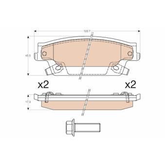 Jeu de 4 plaquettes de frein arrière TRW GDB4452 pour CADILLAC SRX 4.6 - 325cv