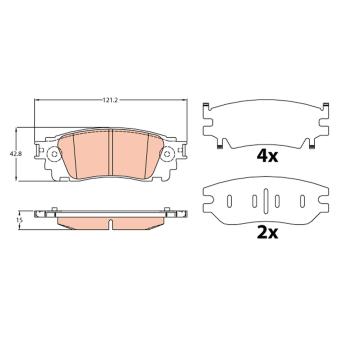 Jeu de 4 plaquettes de frein arrière TRW OEM 0446678020