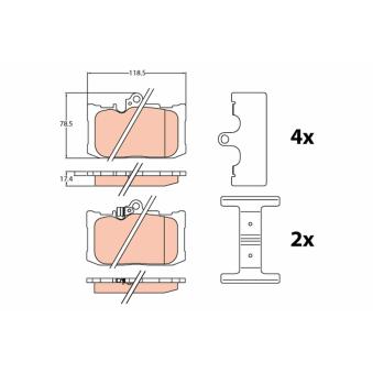 Jeu de 4 plaquettes de frein avant TRW OEM 0446530460