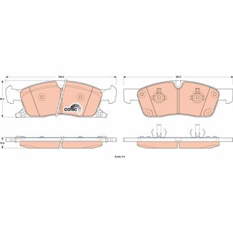Jeu de 4 plaquettes de frein avant TRW OEM 68052369AA