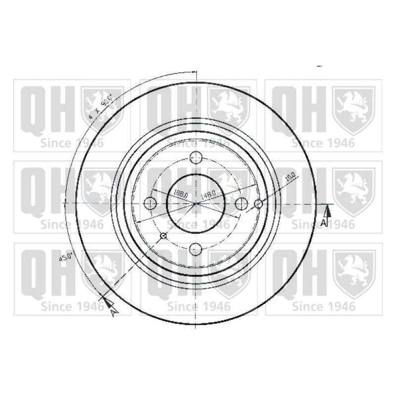 Jeu de 2 disques de frein arrière QUINTON HAZELL BDC3914 - Visuel 1