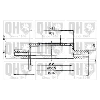 Jeu de 2 disques de frein avant QUINTON HAZELL OEM 4351233020