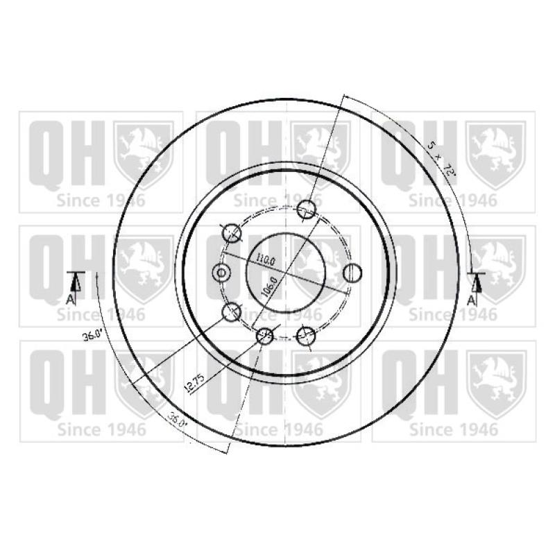 Jeu de 2 disques de frein arrière QUINTON HAZELL BDC4556 - Visuel 1