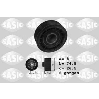 Poulie renvoi/transmission, courroie trapézoïdale à nervures SASIC 1626152