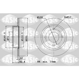 Jeu de 2 disques de frein arrière SASIC OEM 4246L6
