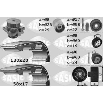 Pompe à eau + kit de courroie de distribution SASIC OEM 036109119P