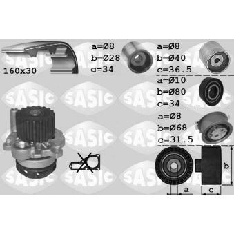 Pompe à eau + kit de courroie de distribution SASIC 3906082 pour VOLKSWAGEN PASSAT 2.0 BlueTDI - 143cv