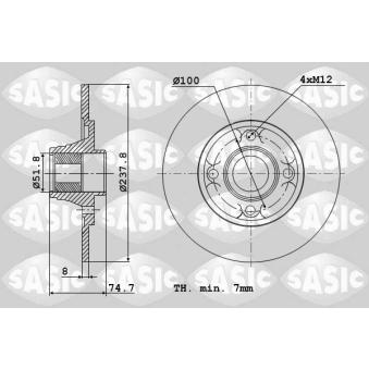 Jeu de 2 disques de frein arrière SASIC OEM 7701204302