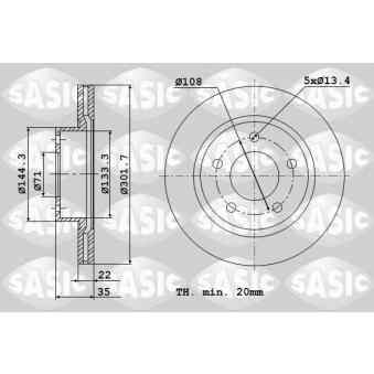 Jeu de 2 disques de frein arrière SASIC OEM 424911 Jeu de 2 disques de frein arrière SASIC OEM 424911