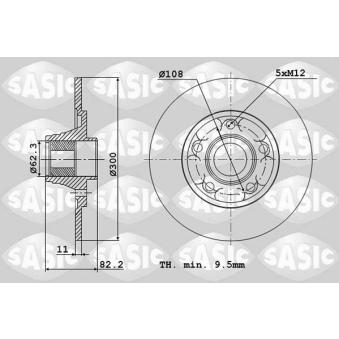 Jeu de 2 disques de frein arrière SASIC OEM 8200663193