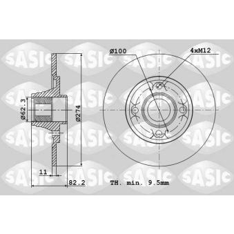 Jeu de 2 disques de frein arrière SASIC OEM 7701208230