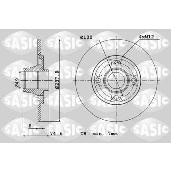 Jeu de 2 disques de frein arrière SASIC OEM 7701208054