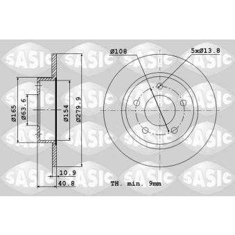 Jeu de 2 disques de frein arrière SASIC OEM 1253962