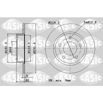 Jeu de 2 disques de frein arrière SASIC OEM 432069W000