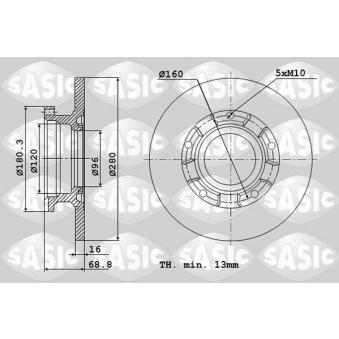 Jeu de 2 disques de frein arrière SASIC OEM 2256895