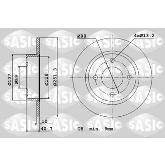 Jeu de 2 disques de frein arrière SASIC OEM 51865132