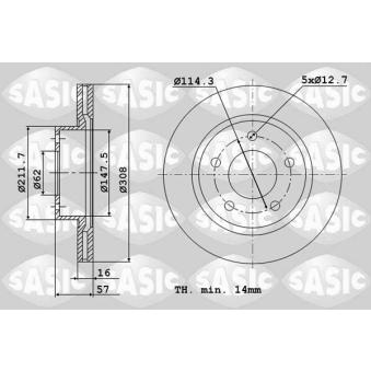 Jeu de 2 disques de frein arrière SASIC OEM 5561177K01000 Jeu de 2 disques de frein arrière SASIC OEM 5561177K01000