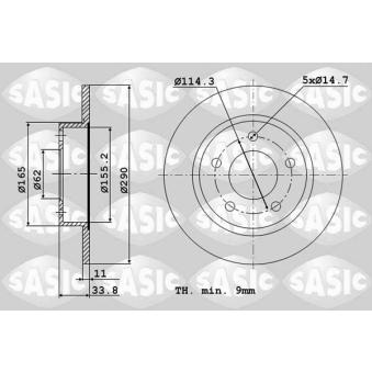 Jeu de 2 disques de frein arrière SASIC OEM 4243105070