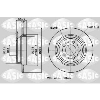 Jeu de 2 disques de frein arrière SASIC OEM 94341674