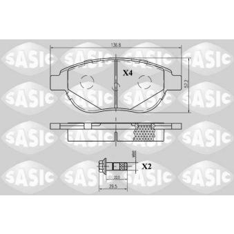 Jeu de 4 plaquettes de frein avant SASIC 6210008 pour FORD TRANSIT 2.0 HDi - 110cv