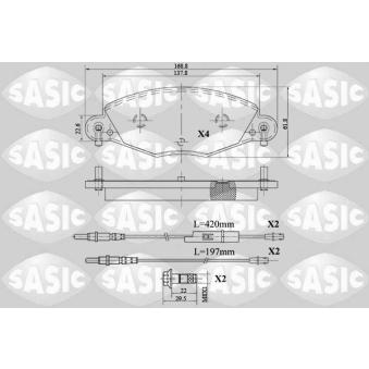 Jeu de 4 plaquettes de frein avant SASIC OEM 425289