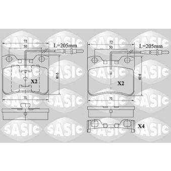 Jeu de 4 plaquettes de frein avant SASIC OEM 95650935