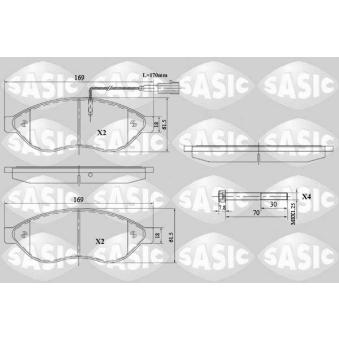 Jeu de 4 plaquettes de frein avant SASIC OEM 1647863980 Jeu de 4 plaquettes de frein avant SASIC OEM 1647863980