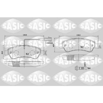 Jeu de 4 plaquettes de frein arrière SASIC OEM 1614412180 Jeu de 4 plaquettes de frein arrière SASIC OEM 1614412180