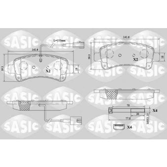 Jeu de 4 plaquettes de frein arrière SASIC OEM 77367094