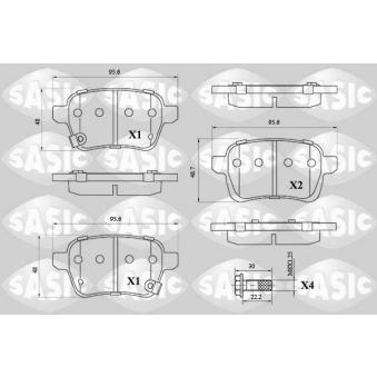 Jeu de 4 plaquettes de frein avant SASIC OEM 95517078