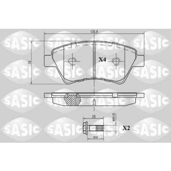 Jeu de 4 plaquettes de frein avant SASIC 6214006 pour RENAULT MEGANE 1.9 DCI - 131cv