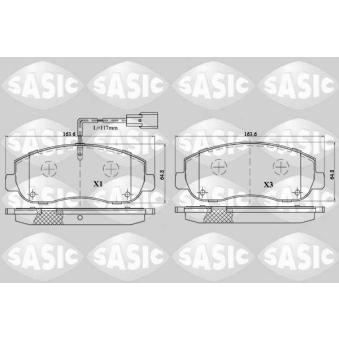 Jeu de 4 plaquettes de frein avant SASIC 6214022 pour RENAULT MASTER 2.3 dCi 165 FWD - 163cv