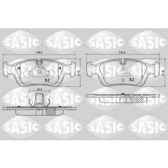Jeu de 4 plaquettes de frein avant SASIC OEM 34111161446