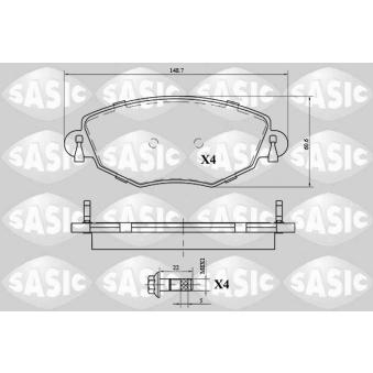Jeu de 4 plaquettes de frein avant SASIC OEM 1250688