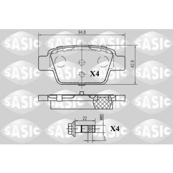Jeu de 4 plaquettes de frein arrière SASIC OEM 9949280