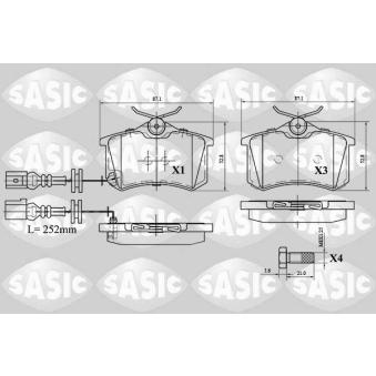 Jeu de 4 plaquettes de frein arrière SASIC OEM 6Q0698451B