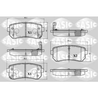 Jeu de 4 plaquettes de frein arrière SASIC OEM 583022YA70