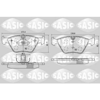 Jeu de 4 plaquettes de frein avant SASIC OEM 34112157573