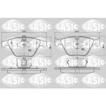 Jeu de 4 plaquettes de frein avant SASIC OEM 34116763089
