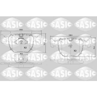 Jeu de 4 plaquettes de frein avant SASIC OEM 34112282556