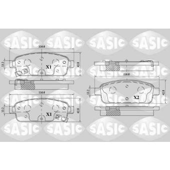 Jeu de 4 plaquettes de frein arrière SASIC [6216153]