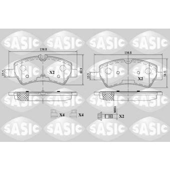 Jeu de 4 plaquettes de frein arrière SASIC OEM 1840037 Jeu de 4 plaquettes de frein arrière SASIC OEM 1840037