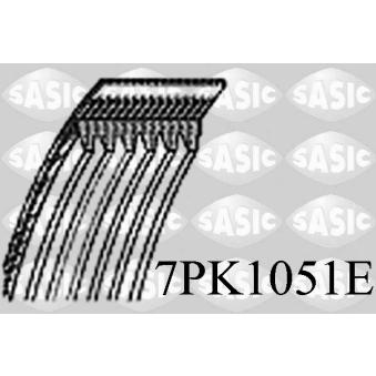 Courroie trapézoïdale à nervures SASIC 7PK1051E pour VOLKSWAGEN GOLF 1.6 LPG - 102cv