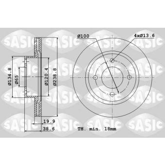 Jeu de 2 disques de frein avant SASIC OEM 841615301