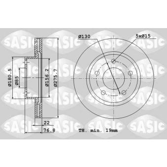 Jeu de 2 disques de frein avant SASIC OEM 2D0615301D