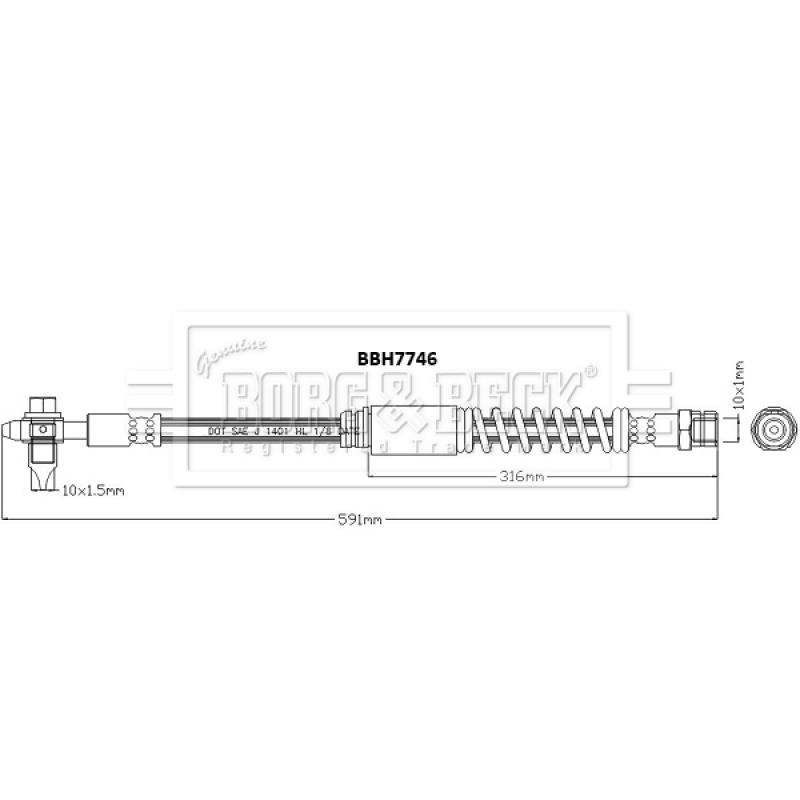 Flexible de frein BORG & BECK BBH7746 - Visuel 1
