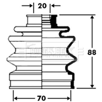 Joint-soufflet, arbre de commande BORG & BECK OEM 28023AA120