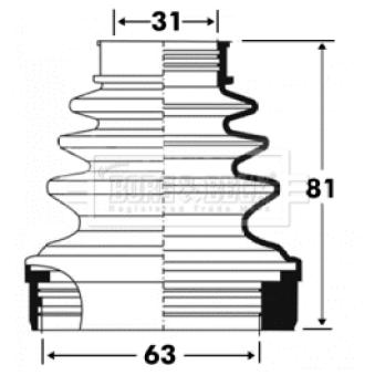 Joint-soufflet, arbre de commande BORG & BECK OEM 3287A2