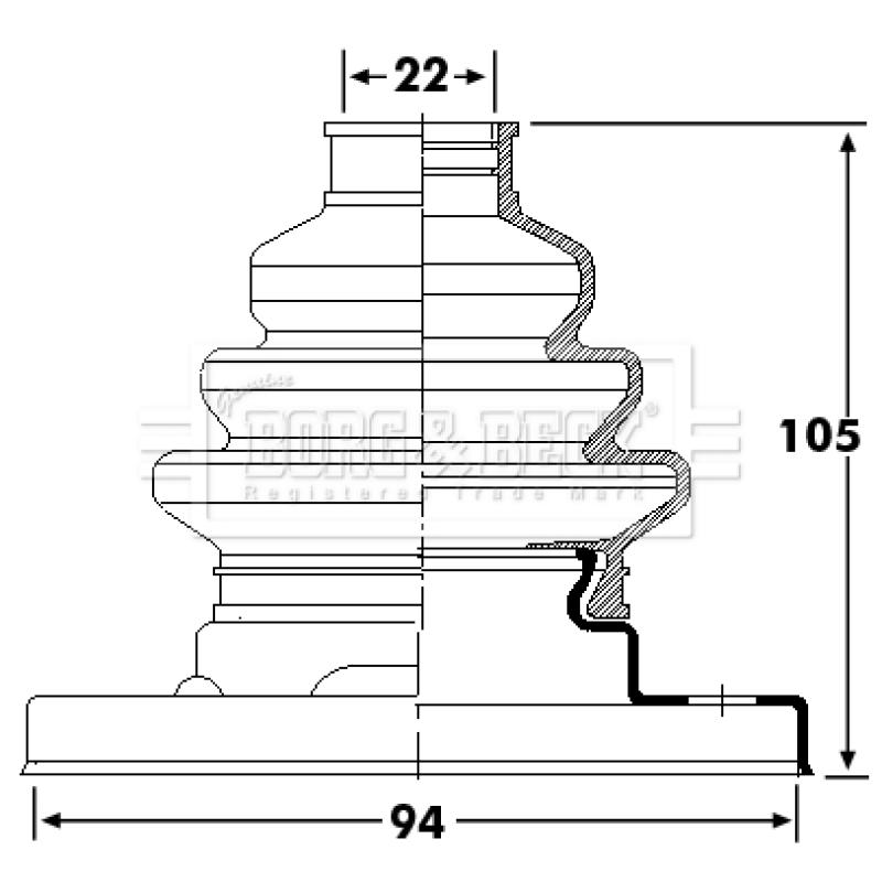 Joint-soufflet, arbre de commande BORG & BECK BCB6238 - Visuel 1